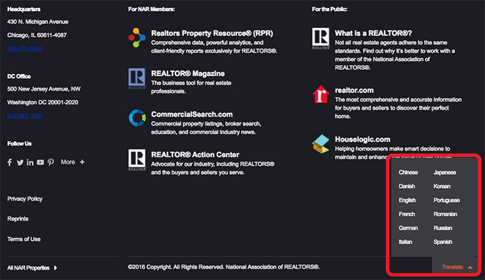 Translate nar.realtor - Desktop