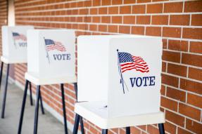 A polling location station is ready for the election day.