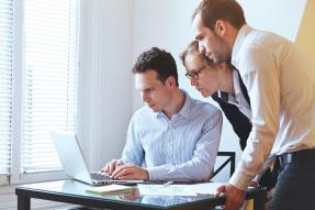 Office People Looking at Laptop