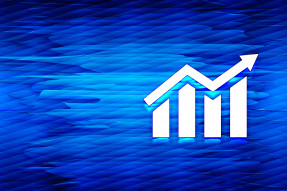 Line graph/Bar chart concept on a blue background