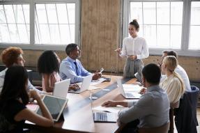 Business meeting around a table