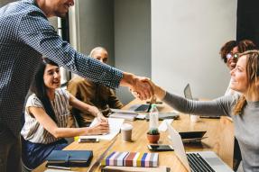 Business team around a table