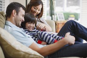 Family on couch