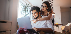 Couple looking at computer screen