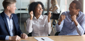 Couple celebrating at closing table