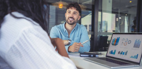 Business colleagues having a conversation