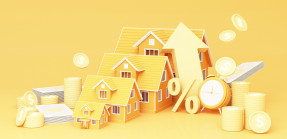 Big arrow symbol Higher Interest Rates for Homes