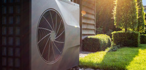 Air heat pump outside property