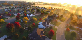 Sunrise over neighborhood