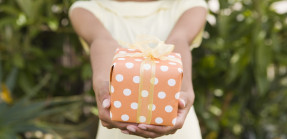 Woman holding present