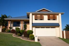 House with slatted blinds