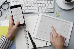 Keyboard, notebook, two calendars