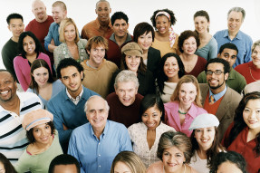 Large multi-ethnic group of people