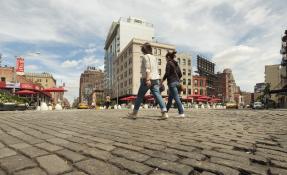 Large pedestrian area in a downtown neighborhood