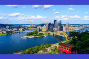 Overhead shot of the Pittsburgh skyline