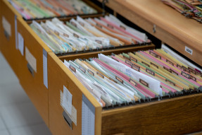 Open filing cabinet drawers