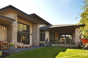 Patio and backyard of home