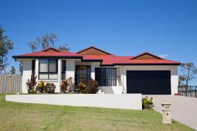 Red-roofed ranch style house