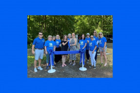 Dividend Pond Trails ribbon cutting featuring the Mayor of Rock Hill, CT along with the CEO and members of GHAR