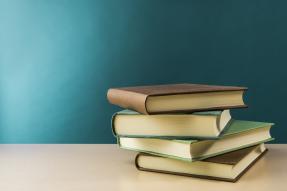 Stack of books on a table