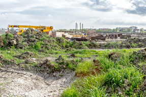 Undeveloped land on the outskirts of a city