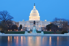 US Capitol at Dusk With Reflecting Pool