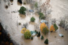 Aerial view of residential flooding