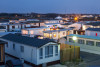 Mobile homes at trailer park at dusk